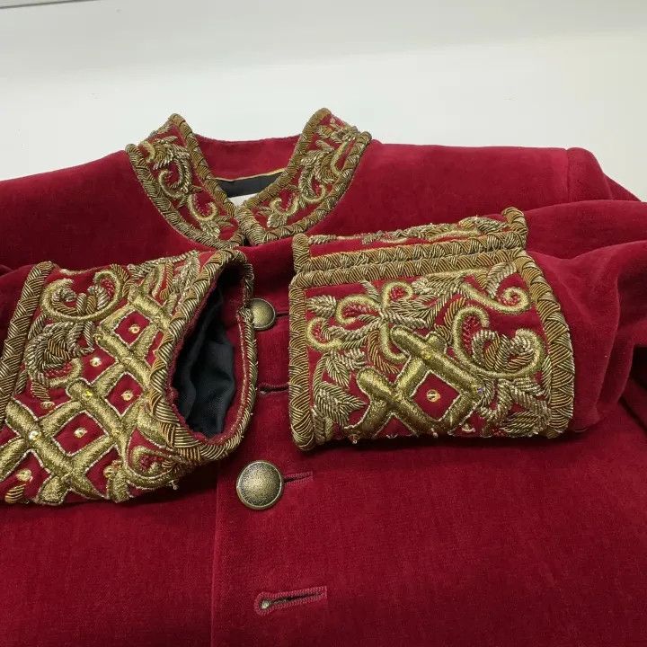Saint Laurent Paris Saint Laurent Red Velvet Embroidered Jacket Size US S / EU 44-46 / 1 - 6 Thumbnail