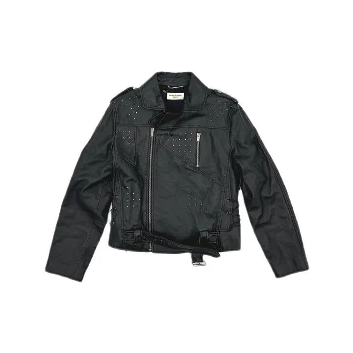 Saint Laurent Paris Saint Laurent Black Studded Leather Jacket Size US M / EU 48-50 / 2 - 2 Thumbnail