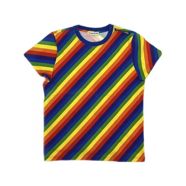 Balenciaga Balenciaga Rainbow Striped Short Sleeve T-Shirt Size US S / EU 44-46 / 1 - 2 Thumbnail