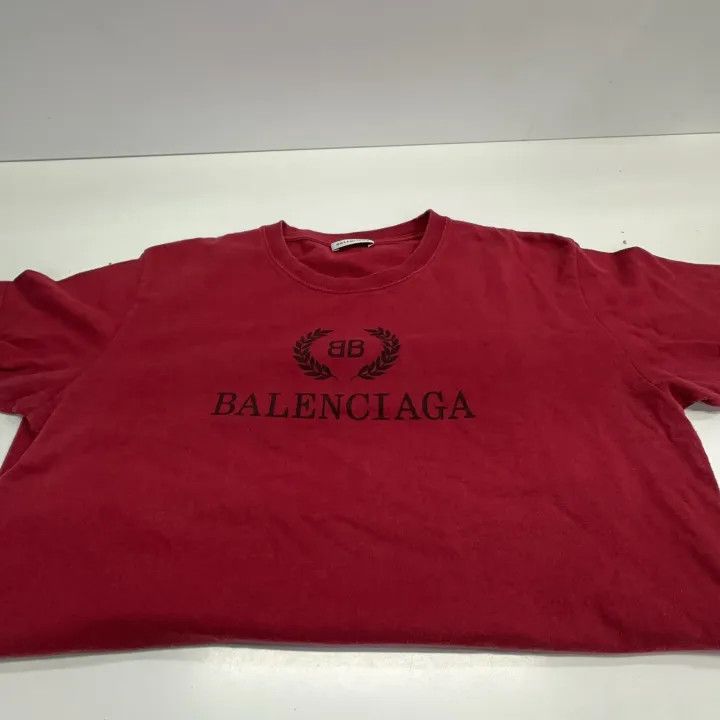 Balenciaga Balenciaga Red Logo Short Sleeve T-Shirt Size US L / EU 52-54 / 3 - 8 Thumbnail