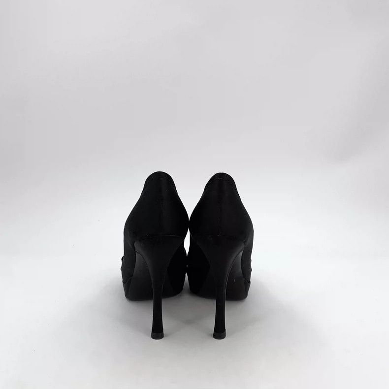Louis Vuitton louis vuitton black bow peep-toe high heels-dmc Size US 6 / IT 36 - 4 Thumbnail