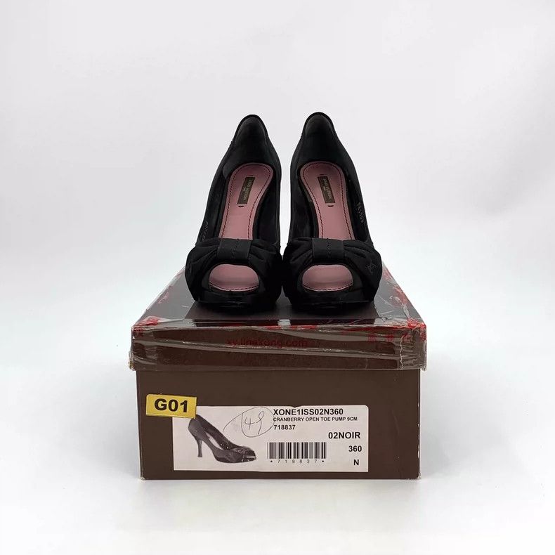 Louis Vuitton louis vuitton black bow peep-toe high heels-dmc Size US 6 / IT 36 - 8 Thumbnail