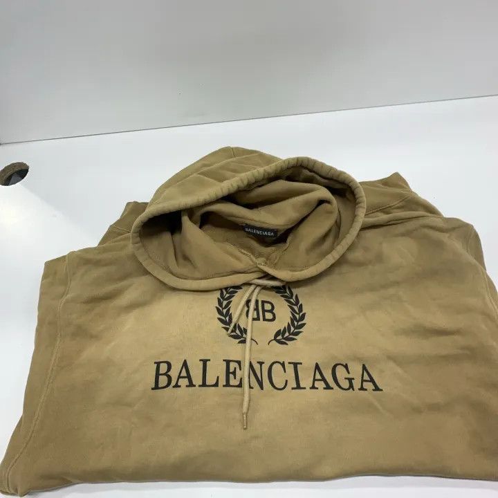 Balenciaga Balenciaga Logo Casual Hoodie in Khaki Size US M / EU 48-50 / 2 - 9 Thumbnail
