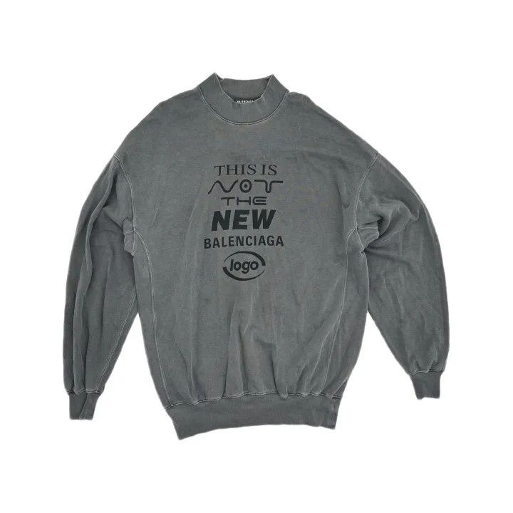 Balenciaga Gray Logo Oversized Long Sleeve Sweatshirt