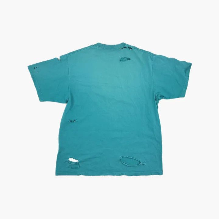 Balenciaga Balenciaga Distressed Logo T-Shirt in Aqua Green Size US XS / EU 42 / 0 - 3 Thumbnail