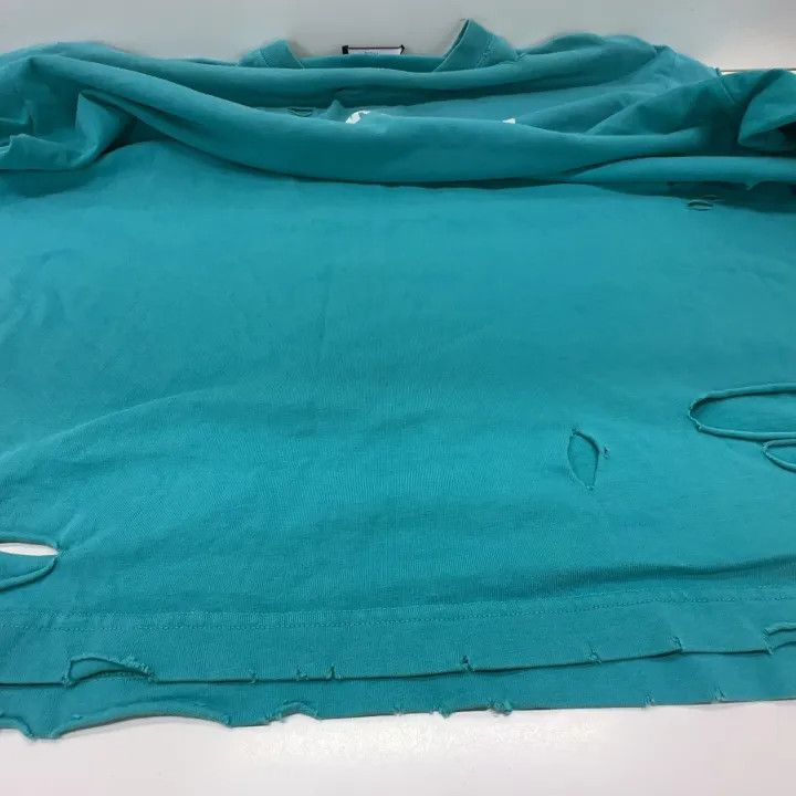 Balenciaga Balenciaga Distressed Logo T-Shirt in Aqua Green Size US XS / EU 42 / 0 - 7 Thumbnail
