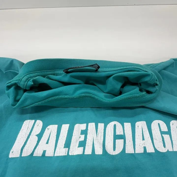 Balenciaga Balenciaga Distressed Logo T-Shirt in Aqua Green Size US XS / EU 42 / 0 - 6 Thumbnail