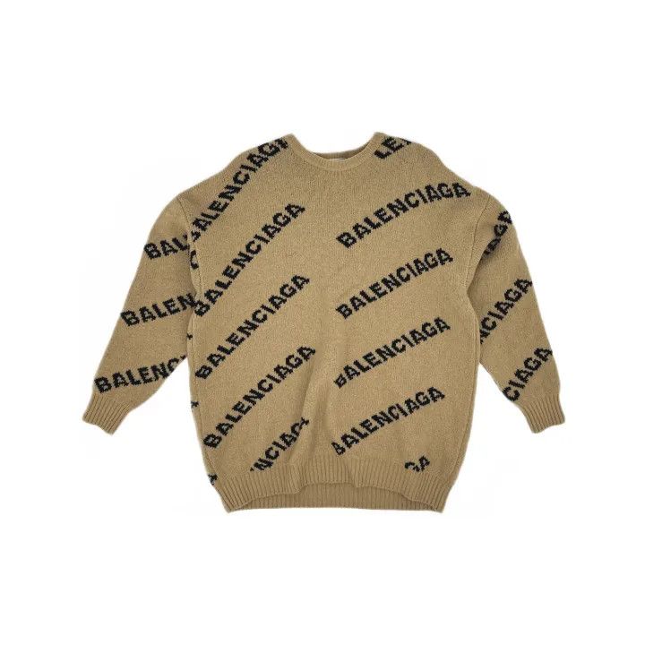Balenciaga Balenciaga Logo Knit Sweater in Beige Size US XS / EU 42 / 0 - 2 Thumbnail