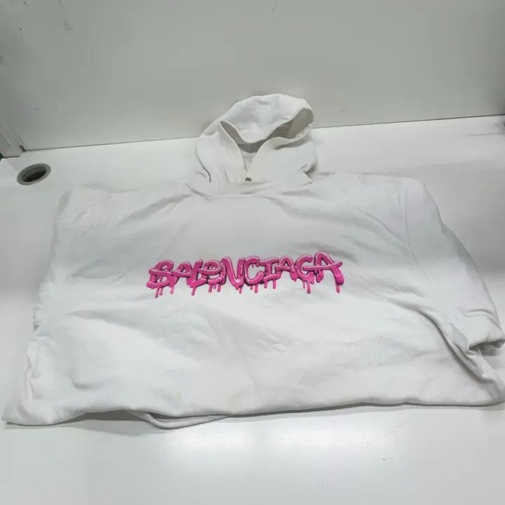 Balenciaga Balenciaga White Oversized Hoodie with Print Size US M / EU 48-50 / 2 - 7 Thumbnail