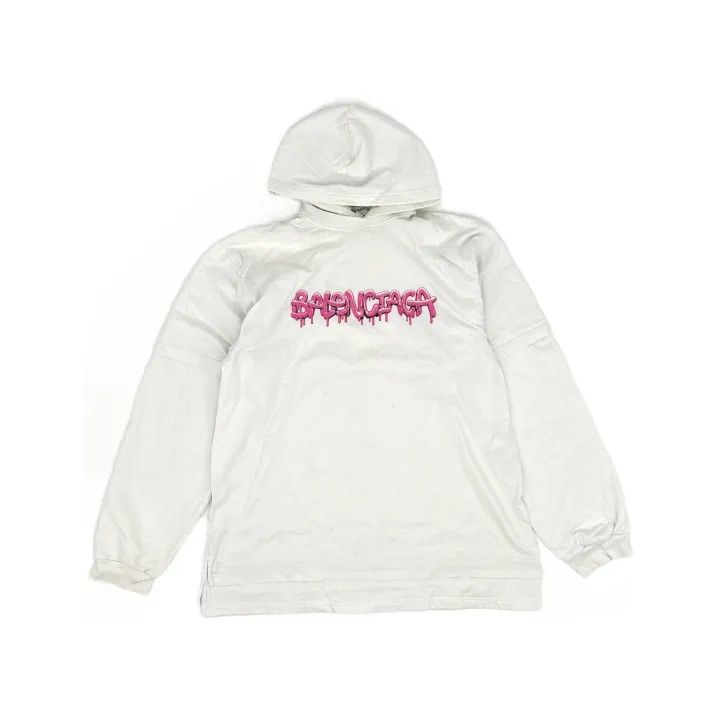 Balenciaga Balenciaga White Oversized Hoodie with Print Size US M / EU 48-50 / 2 - 2 Thumbnail