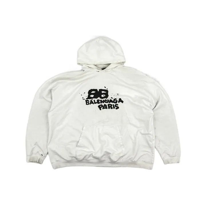 Balenciaga Balenciaga White Graphic Hoodie for Men Size US XL / EU 56 / 4 - 2 Thumbnail