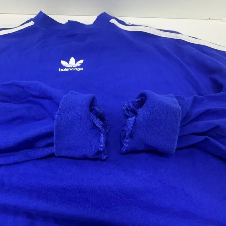 Balenciaga Balenciaga x adidas Originals Blue Long Sleeve Tee Size US M / EU 48-50 / 2 - 9 Thumbnail