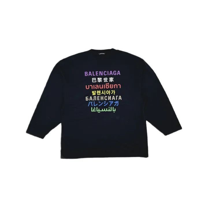 Balenciaga Balenciaga Multilingual Print Long Sleeve T-Shirt Size US S / EU 44-46 / 1 - 2 Thumbnail