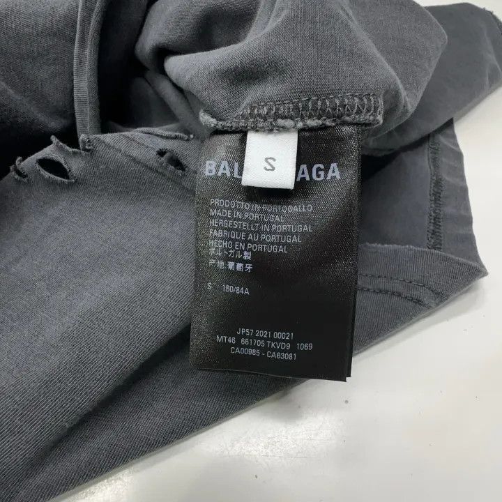 Balenciaga Balenciaga Black Distressed Logo Cotton T-Shirt Size US S / EU 44-46 / 1 - 4 Thumbnail