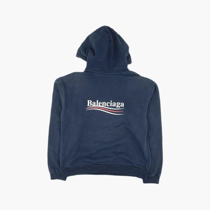 Balenciaga Balenciaga Logo Pullover Hoodie in Navy Blue Size US L / EU 52-54 / 3 - 3 Thumbnail