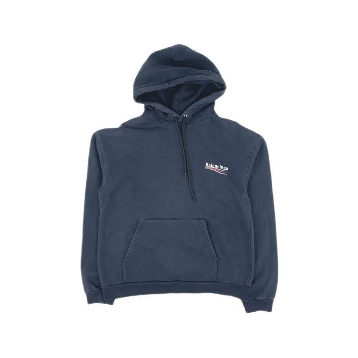 Balenciaga Balenciaga Logo Pullover Hoodie in Navy Blue Size US L / EU 52-54 / 3 - 2 Thumbnail