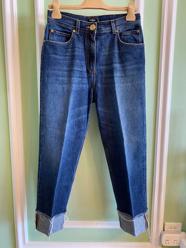 Balmain Balmain Button Logo Denim 9-Length Pants-dmc Size US 26 / EU 42 - 2 Thumbnail