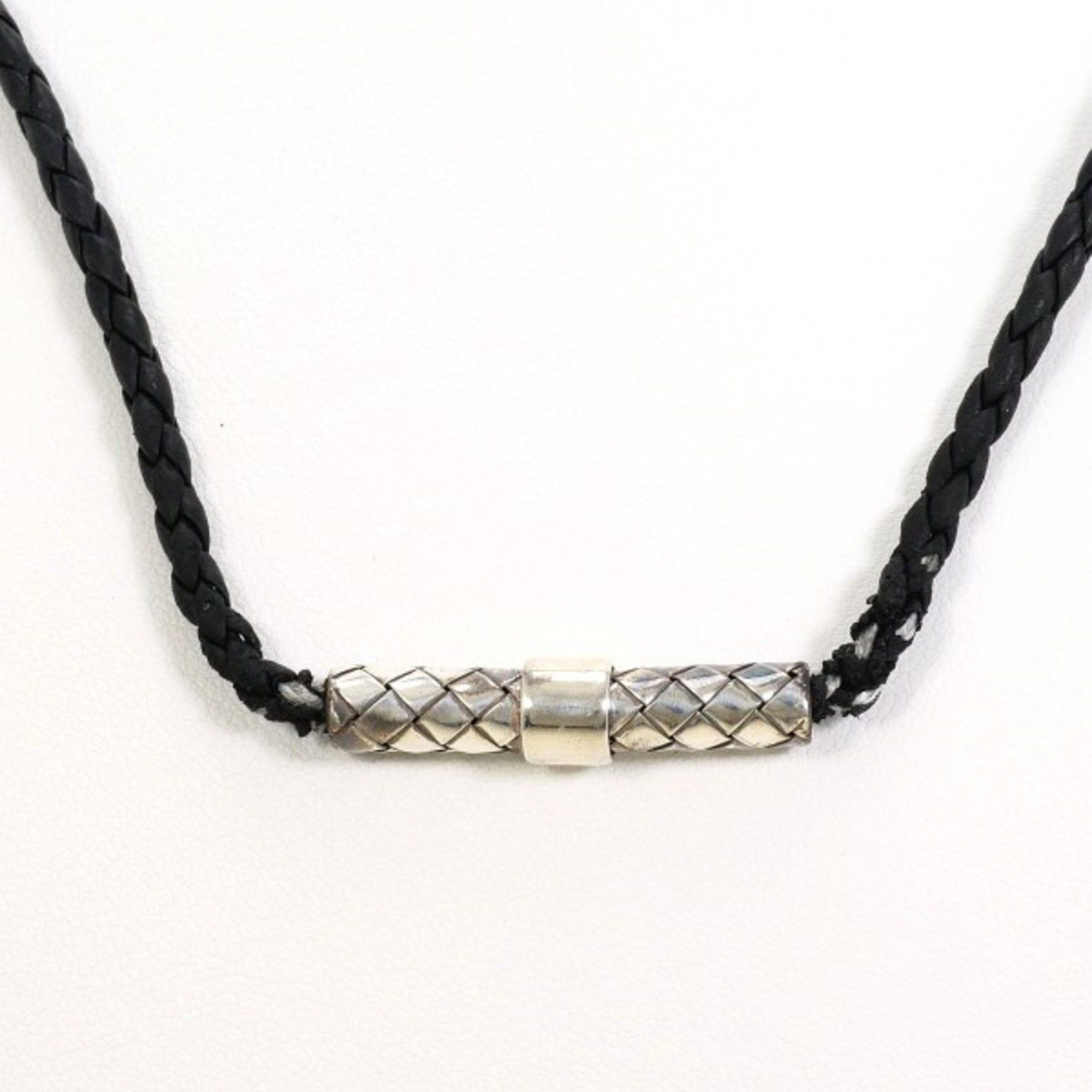 Bottega Veneta Bottega Veneta Intrecciato Circle Silver Leather Necklace Total weight approx. 16.6g 56cm Size ONE SIZE - 6 Thumbnail