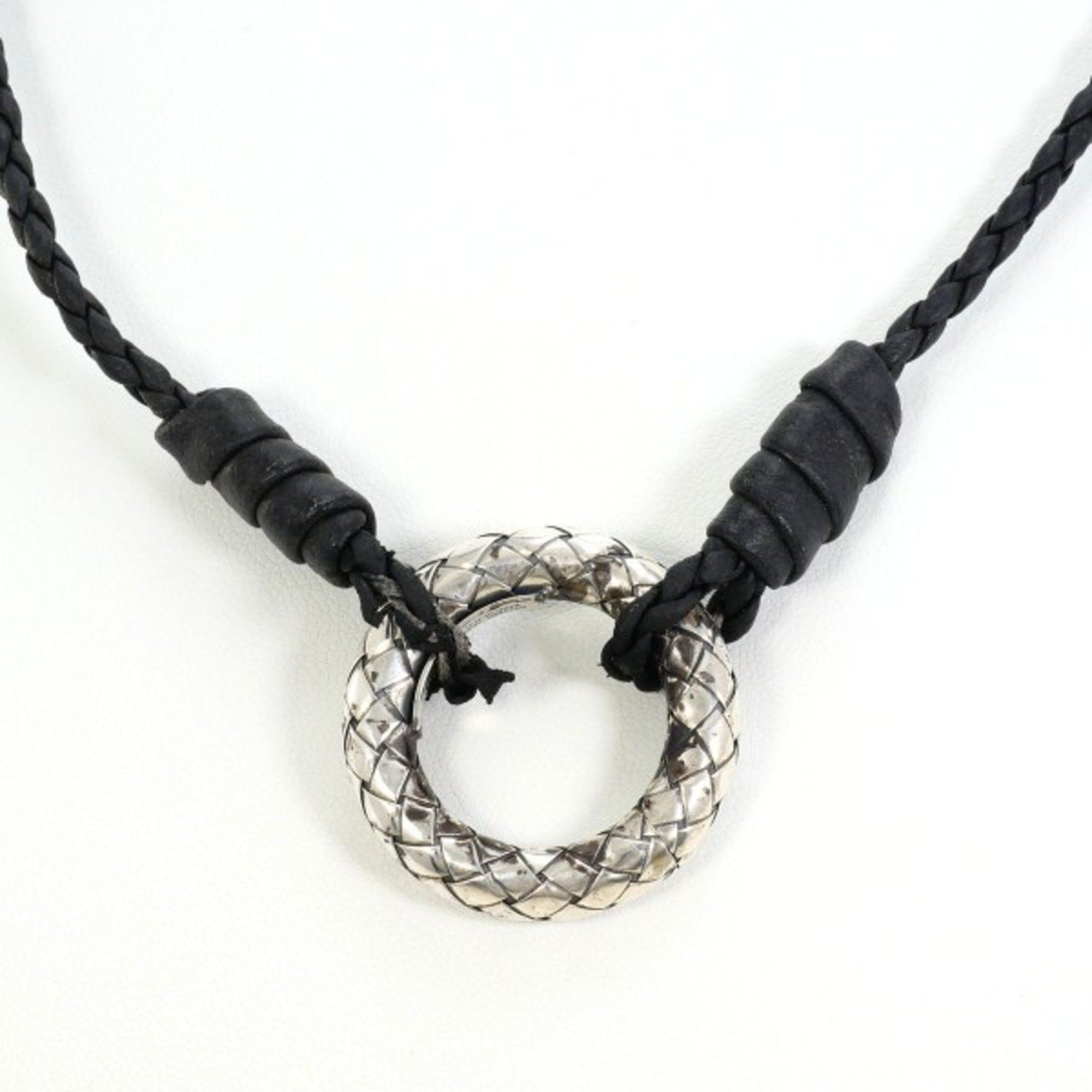 Bottega Veneta Bottega Veneta Intrecciato Circle Silver Leather Necklace Total weight approx. 16.6g 56cm Size ONE SIZE - 4 Thumbnail