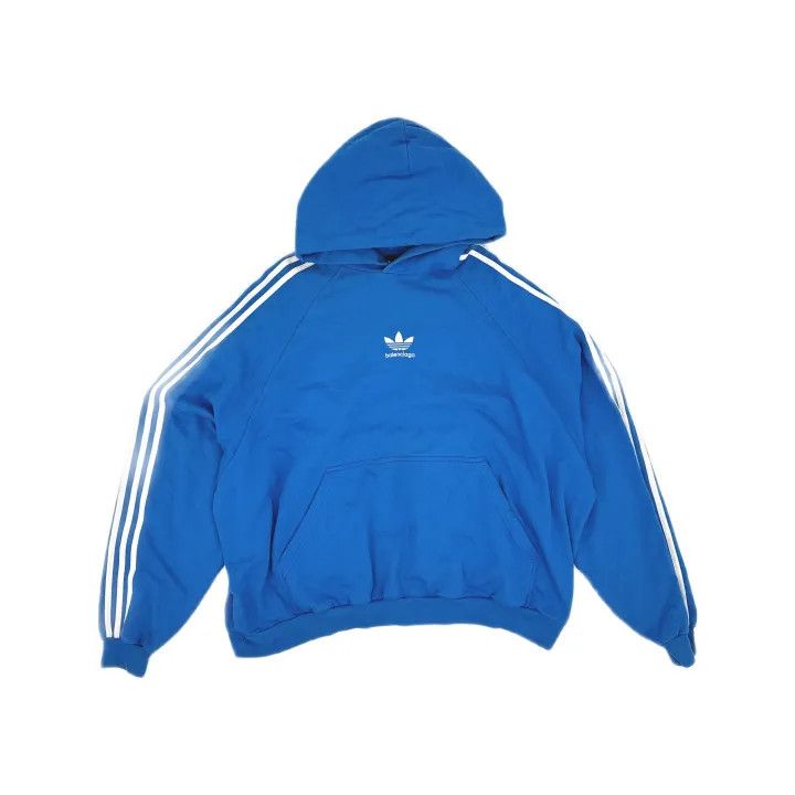 Balenciaga Balenciaga x Adidas Blue Hoodie with Stripes Size US M / EU 48-50 / 2 - 2 Thumbnail