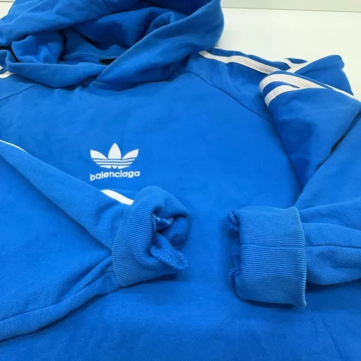 Balenciaga Balenciaga x Adidas Blue Hoodie with Stripes Size US M / EU 48-50 / 2 - 9 Thumbnail