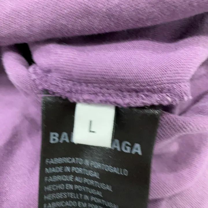 Balenciaga Balenciaga Purple Logo Crew Neck T-Shirt Size US L / EU 52-54 / 3 - 5 Thumbnail