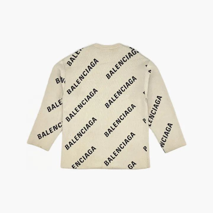 Balenciaga Balenciaga Allover Logo Cotton Knit Sweater Size US S / EU 44-46 / 1 - 3 Thumbnail