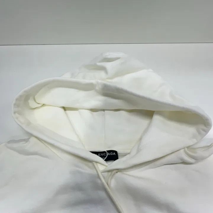 Balenciaga Balenciaga White Logo Hooded Sweatshirt Size US XS / EU 42 / 0 - 7 Thumbnail