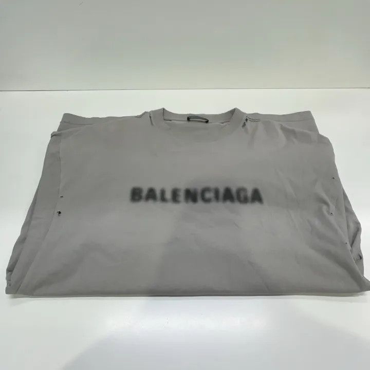 Balenciaga Balenciaga Gray Distressed Graphic T-Shirt Size US XXS / EU 40 - 9 Thumbnail