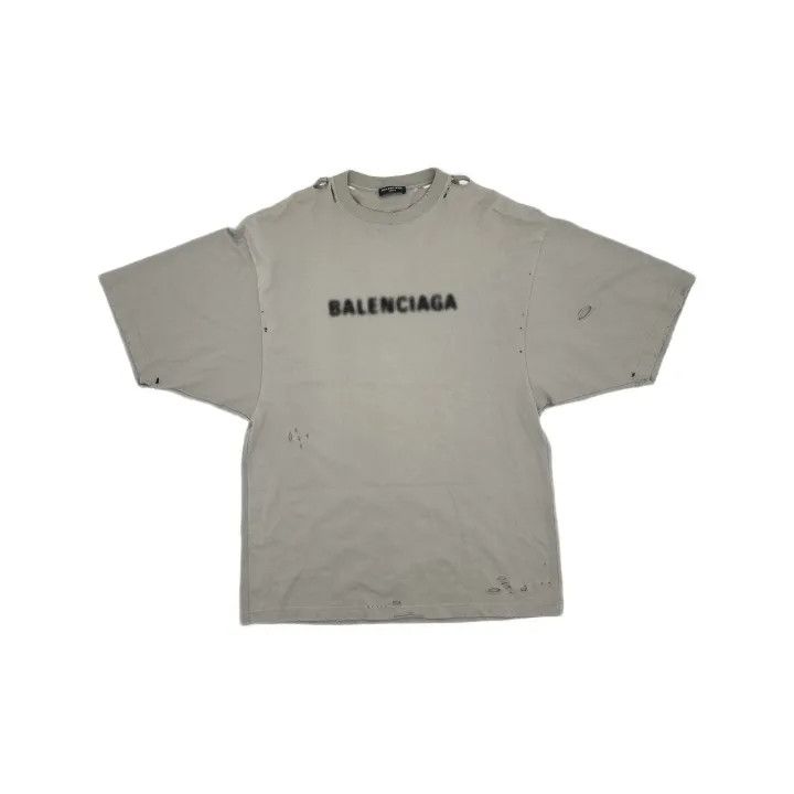 Balenciaga Balenciaga Gray Distressed Graphic T-Shirt Size US XXS / EU 40 - 2 Thumbnail