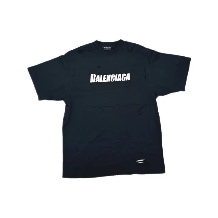 Balenciaga Balenciaga Black Distressed Logo T-Shirt Size US S / EU 44-46 / 1 - 2 Thumbnail