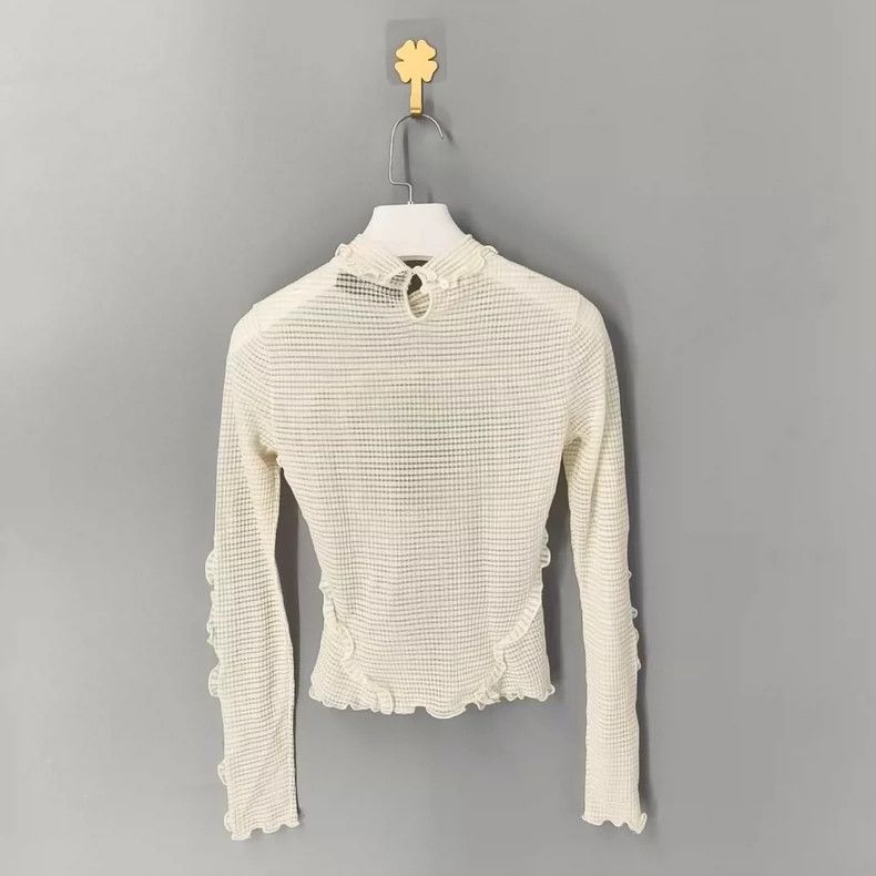 Fendi fendi white ruffled high-neck sweater for women Size US S / EU 44-46 / 1 - 2 Thumbnail