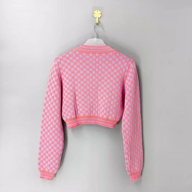 Versace versace cropped knit pullover in checkerboard pattern Size US M / EU 48-50 / 2 - 2 Thumbnail
