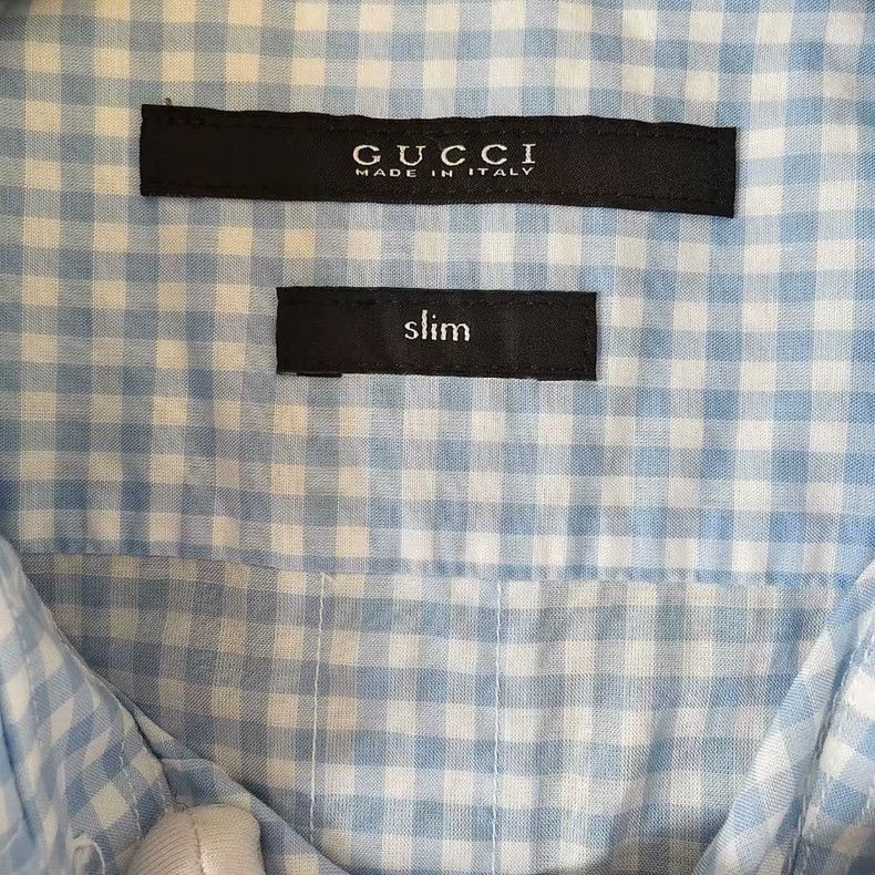 Gucci gucci blue checked long sleeve shirt Size US L / EU 52-54 / 3 - 3 Thumbnail