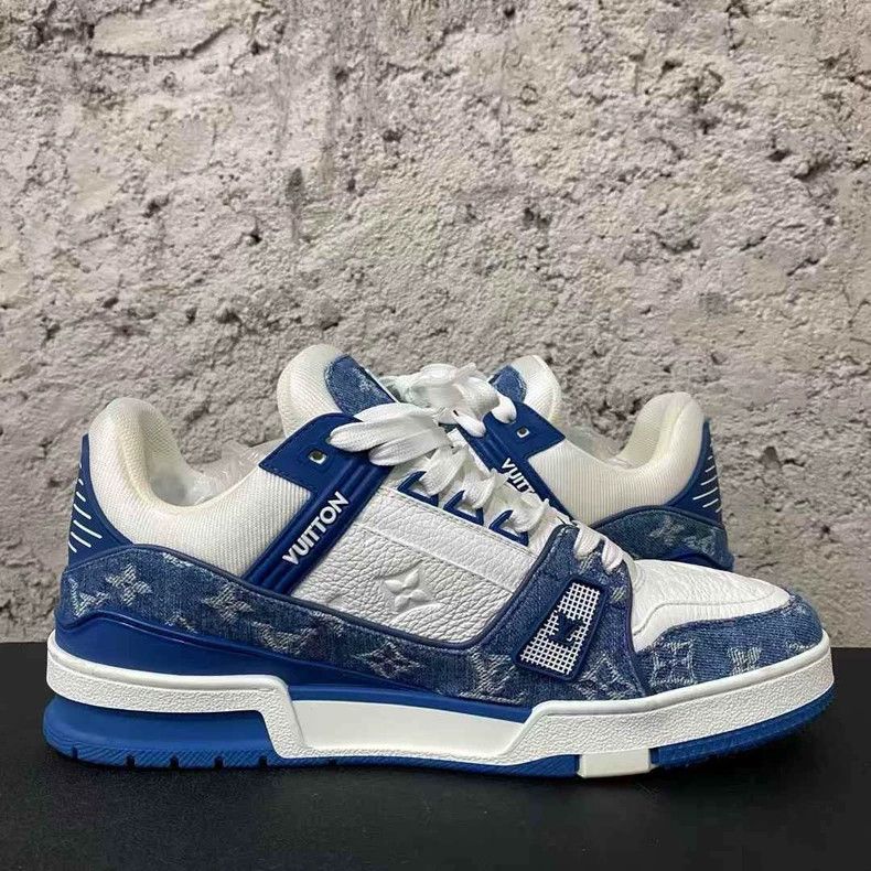 Louis Vuitton Louis Vuitton White Blue Denim Trainers Size US 8 / EU 41 - 4 Thumbnail