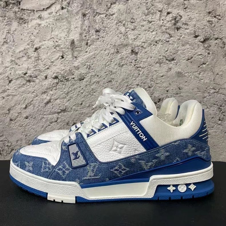 Louis Vuitton Louis Vuitton White Blue Denim Trainers Size US 8 / EU 41 - 2 Thumbnail