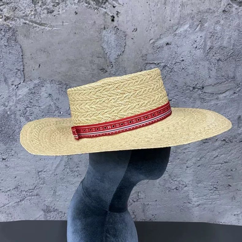 Hermes hermes straw hat with red ribbon Size ONE SIZE - 3 Thumbnail