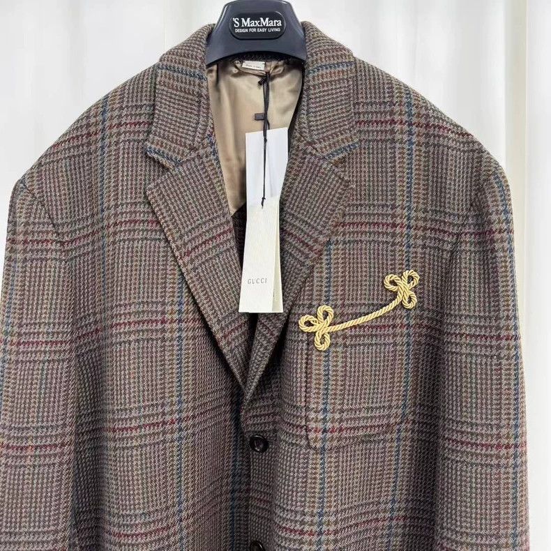 Gucci gucci sequined checked wool blazer jacket Size US M / EU 48-50 / 2 - 3 Thumbnail