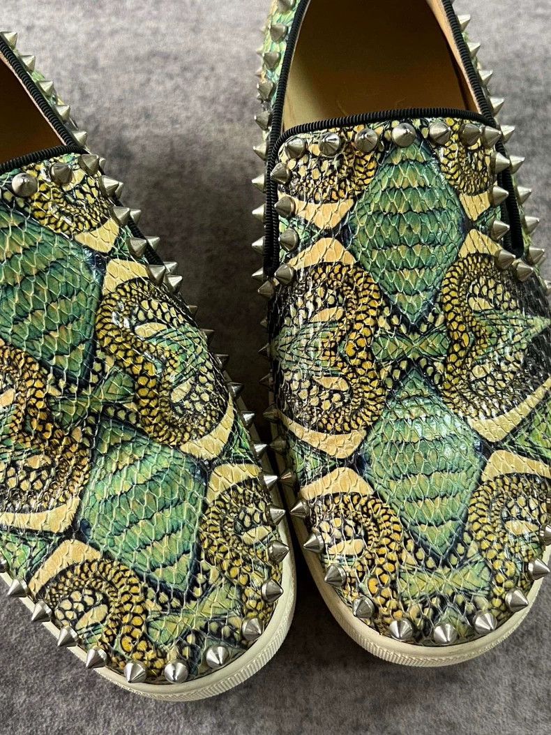 Balenciaga green studded python slip-on sneakers Size US 7.5 / EU 40-41 - 3 Thumbnail