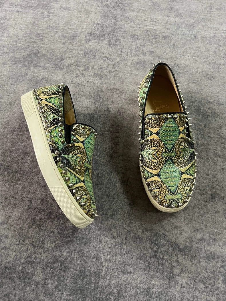 Balenciaga green studded python slip-on sneakers Size US 7.5 / EU 40-41 - 2 Thumbnail