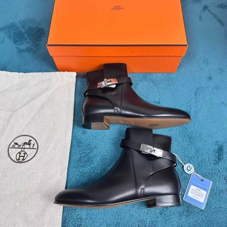 Hermes hermès black leather ankle boots size 38 Size US 7.5 / EU 40-41 - 2 Thumbnail