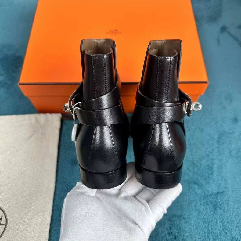 Hermes hermès black leather ankle boots size 38 Size US 7.5 / EU 40-41 - 4 Thumbnail
