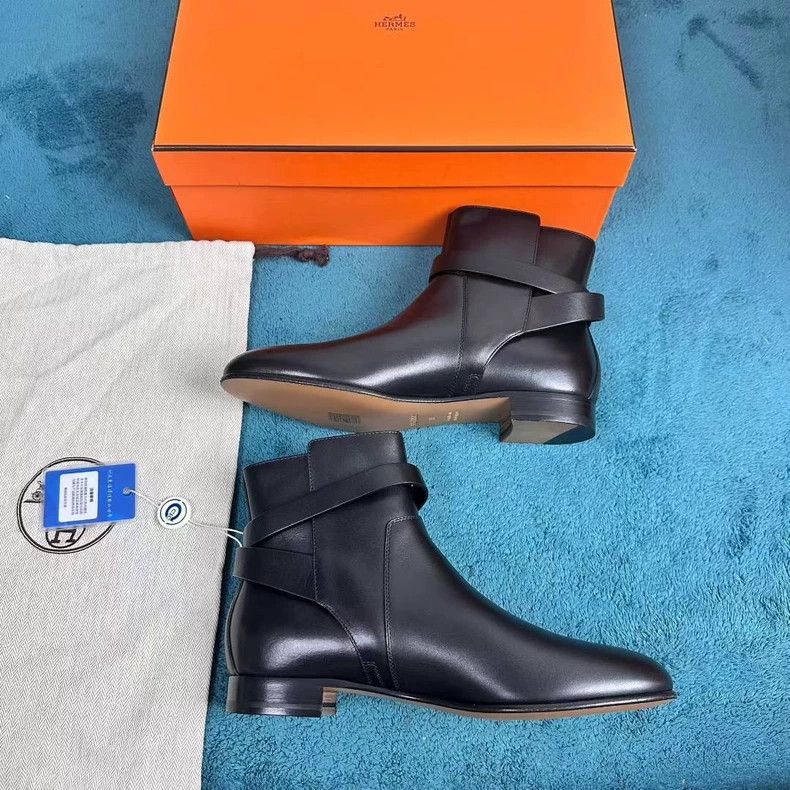 Hermes hermès black leather ankle boots size 38 Size US 7.5 / EU 40-41 - 3 Thumbnail