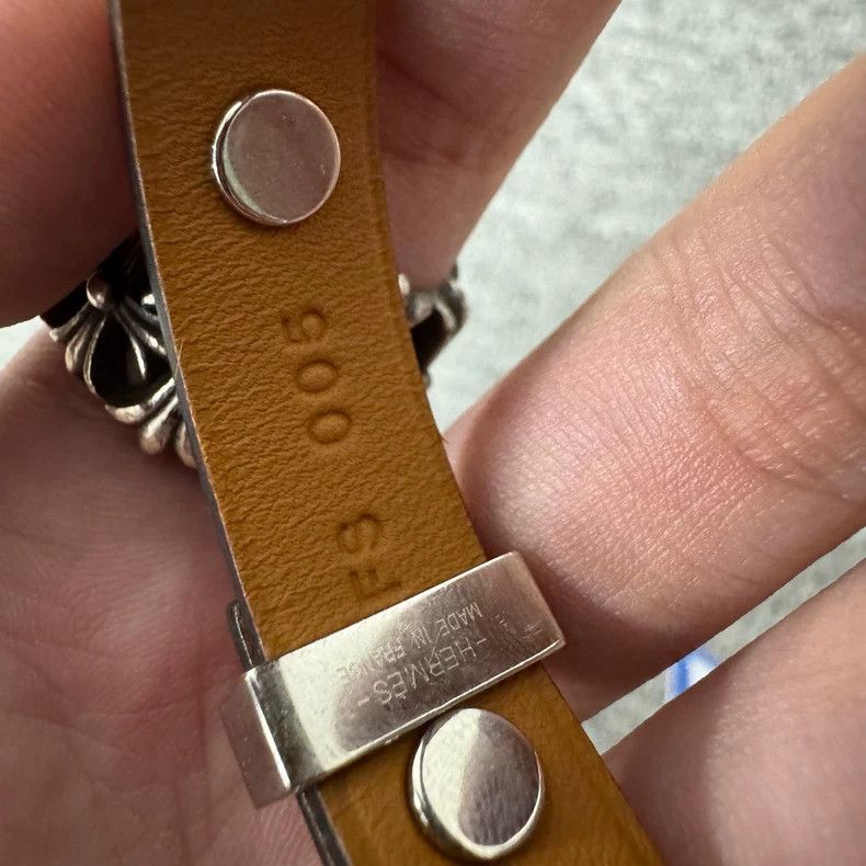 Hermes hermes leather studded bracelet with silver accents Size ONE SIZE - 5 Thumbnail
