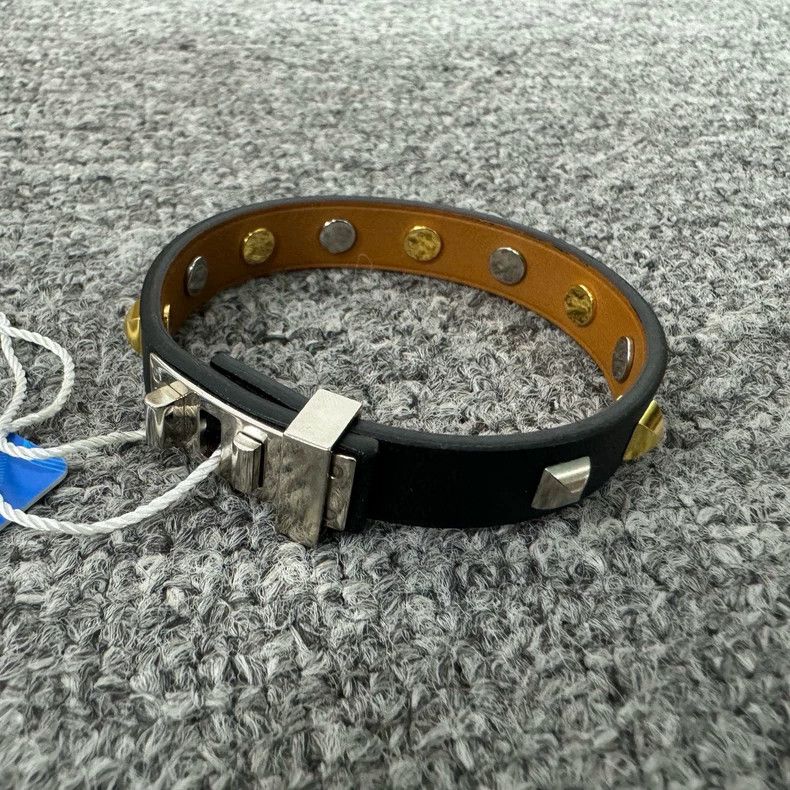 Hermes hermes leather studded bracelet with silver accents Size ONE SIZE - 2 Thumbnail