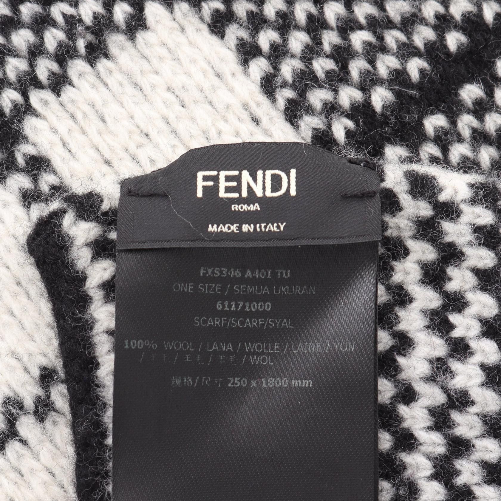 Fendi Fendi Fendi FF Logo Wool Scarf Natural Material Scarf FXS346 Size ONE SIZE - 2 Thumbnail