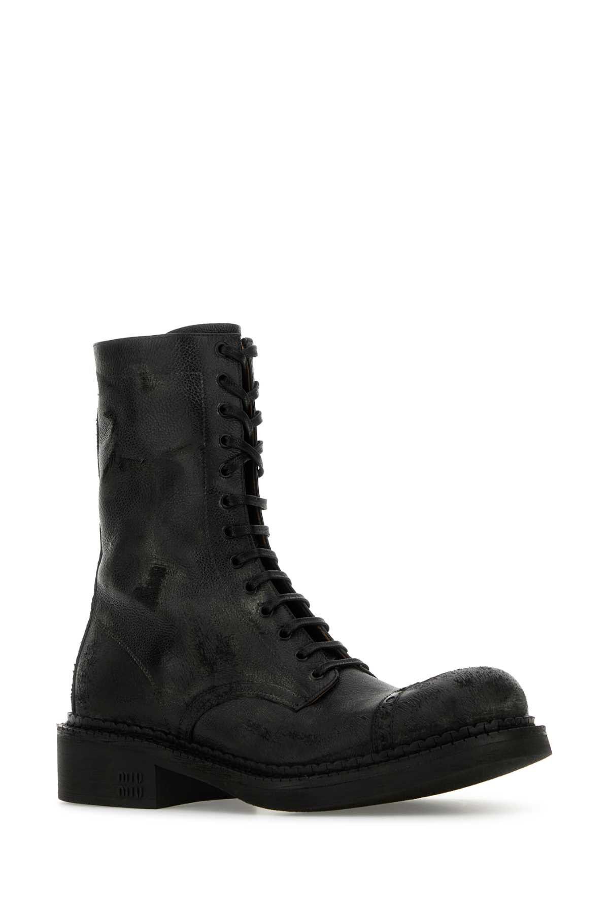 Miu Miu Black Leather Ankle Boots Size US 10 / IT 40 - 2 Thumbnail