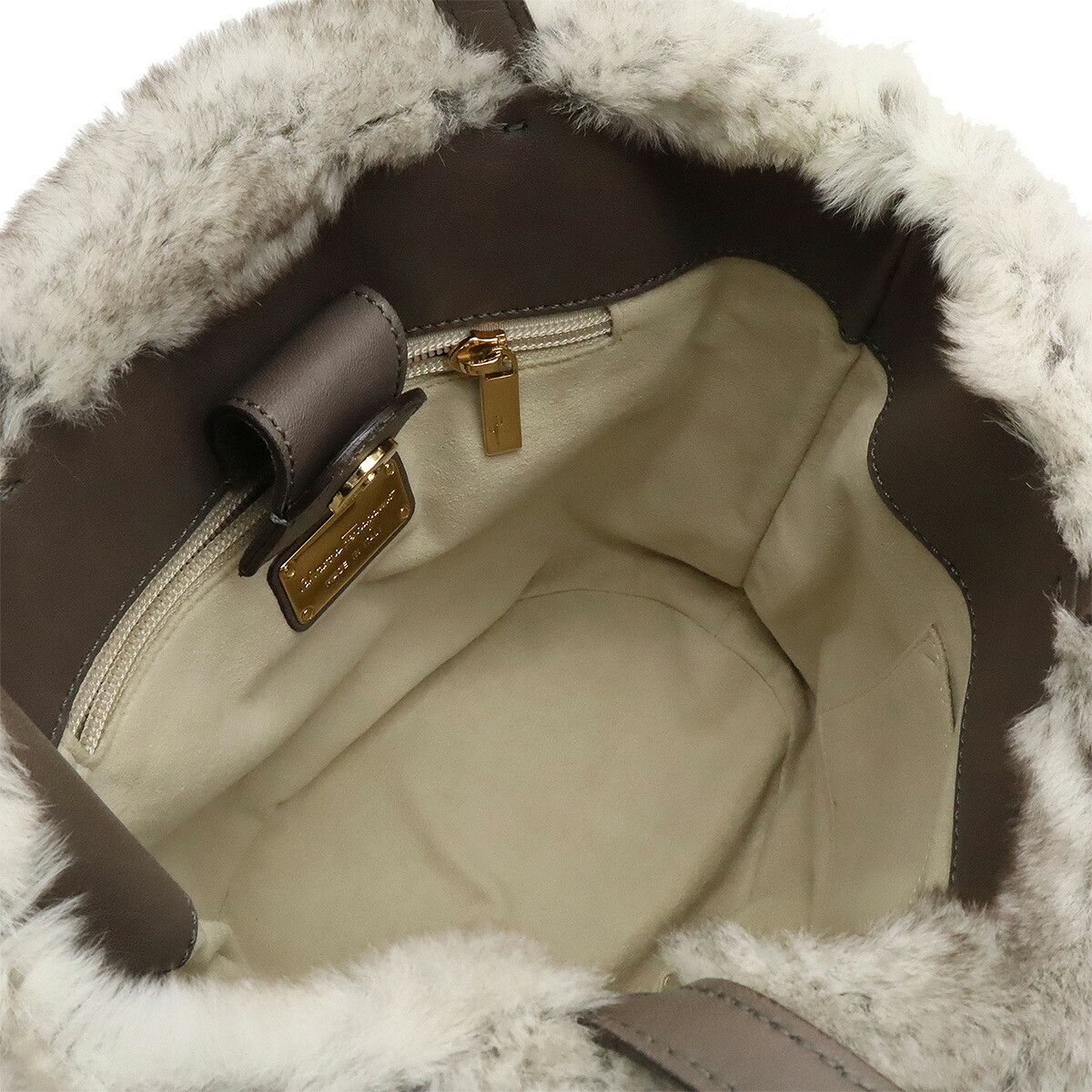 Salvatore Ferragamo Salvatore Ferragamo Salvatore Ferragamo Vara Lapin Suede Leather Handbag Natural Material Handbag Size ONE SIZE - 5 Thumbnail