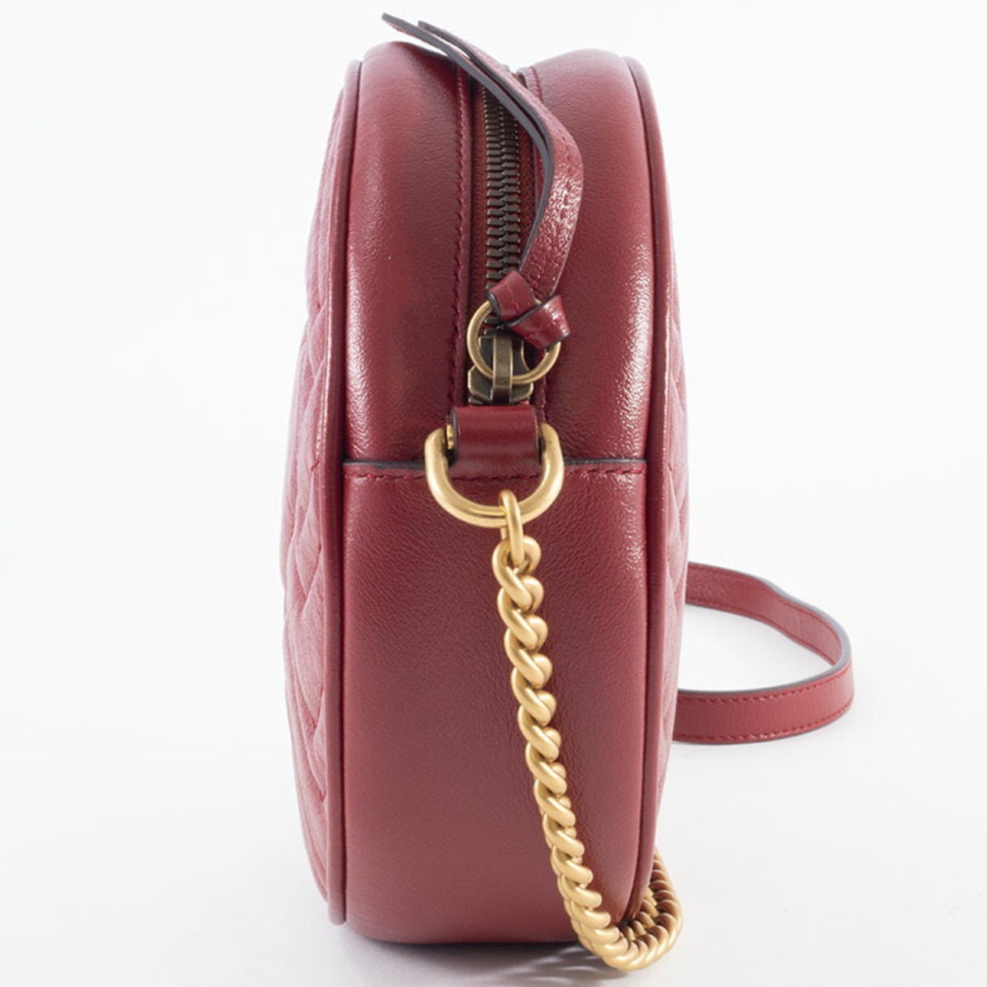 Gucci GG Marmont Chain Shoulder Bag 550154 Leather Red Women's