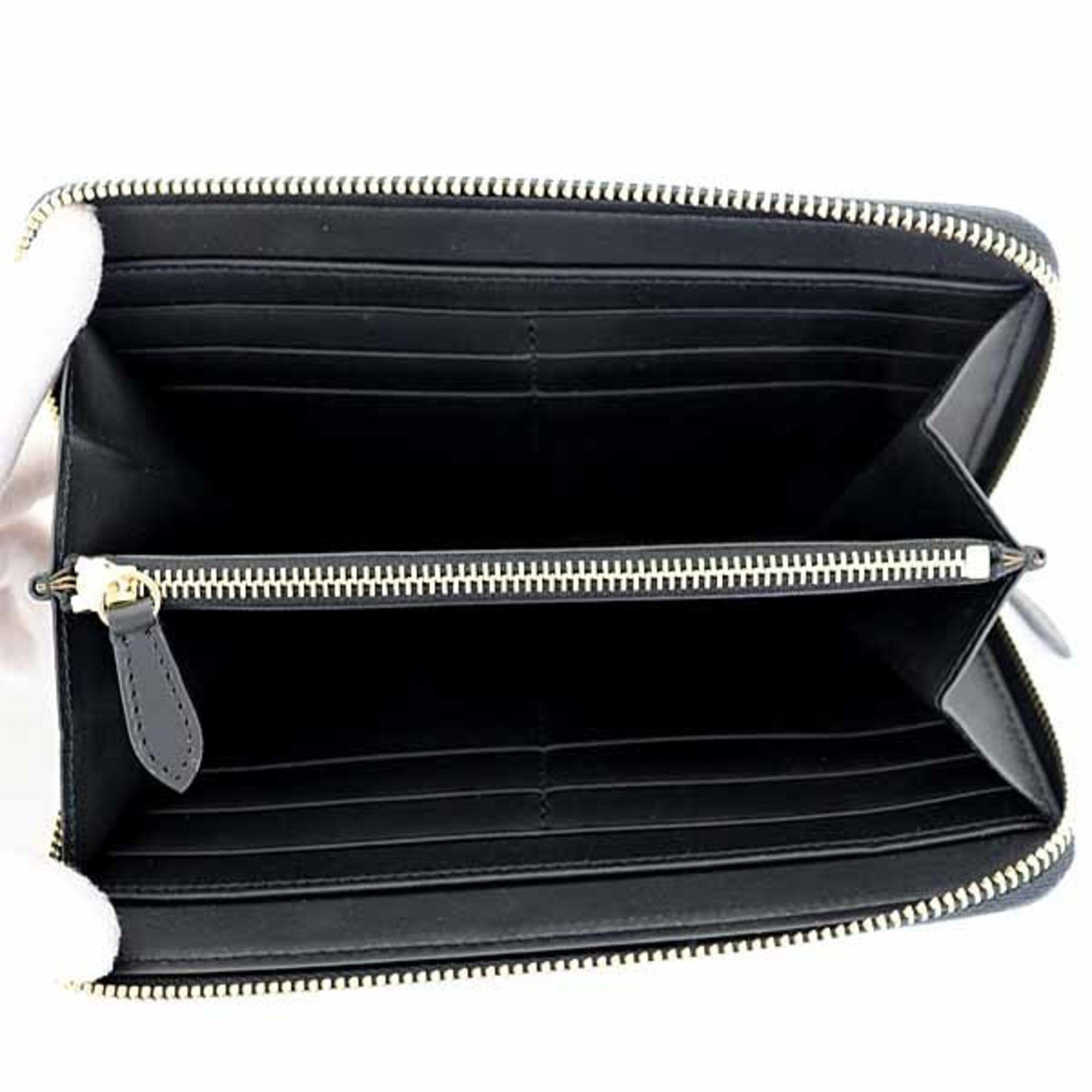 Burberry Burberry Round Long Wallet Leather 80840411 Black Check F-04678 Size ONE SIZE - 4 Thumbnail
